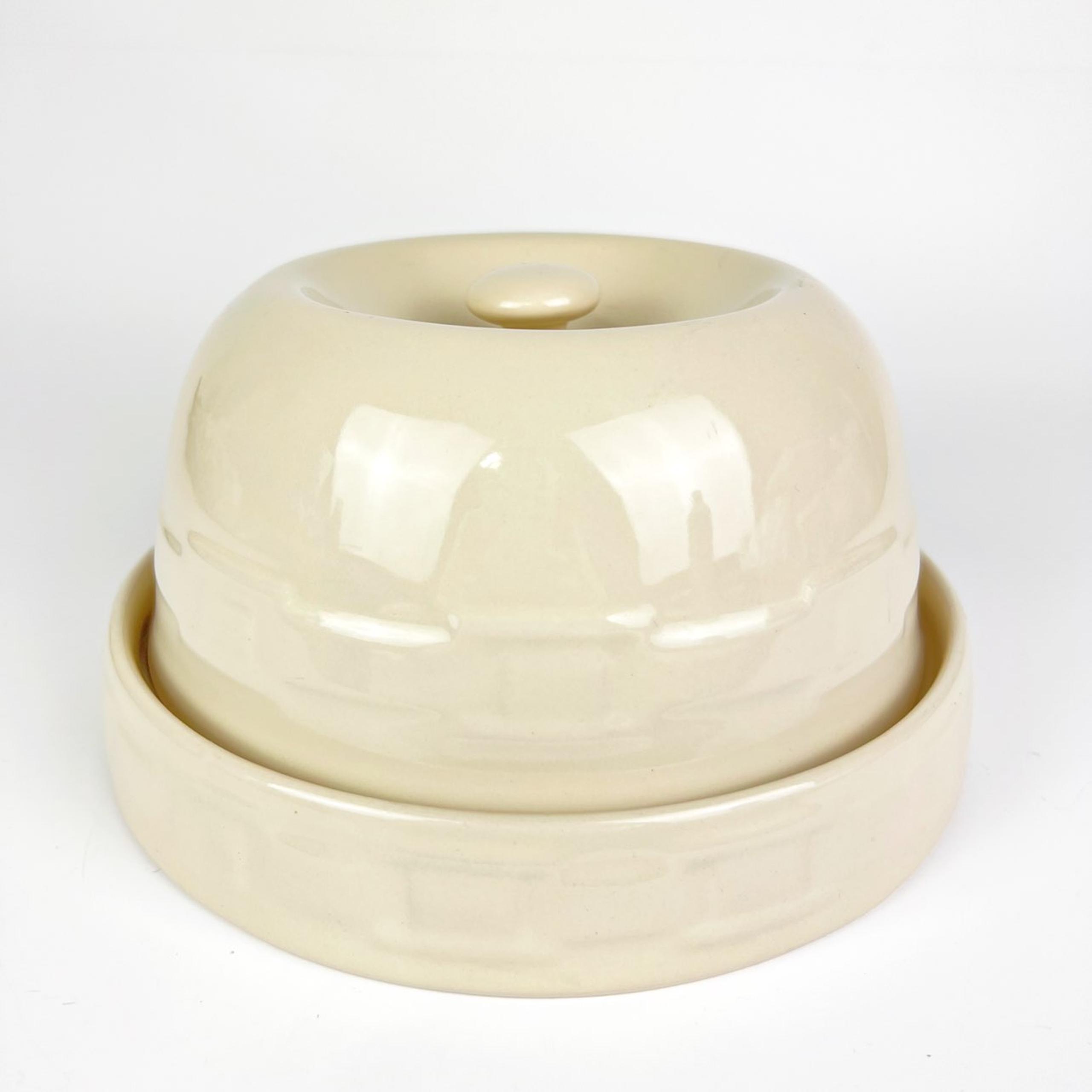 Longaberger Pottery Traditions Woven Lid Cheese Dome Serving Dish White Ivory