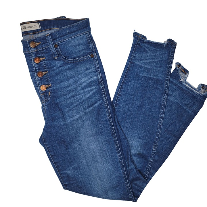 Madewell 10 high rise skinny skinny button fly raw hem jean size 26