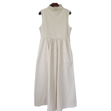 J. Crew Fitted Knit Mockneck Dress With Poplin Skirt Size S Natural Midi BY263