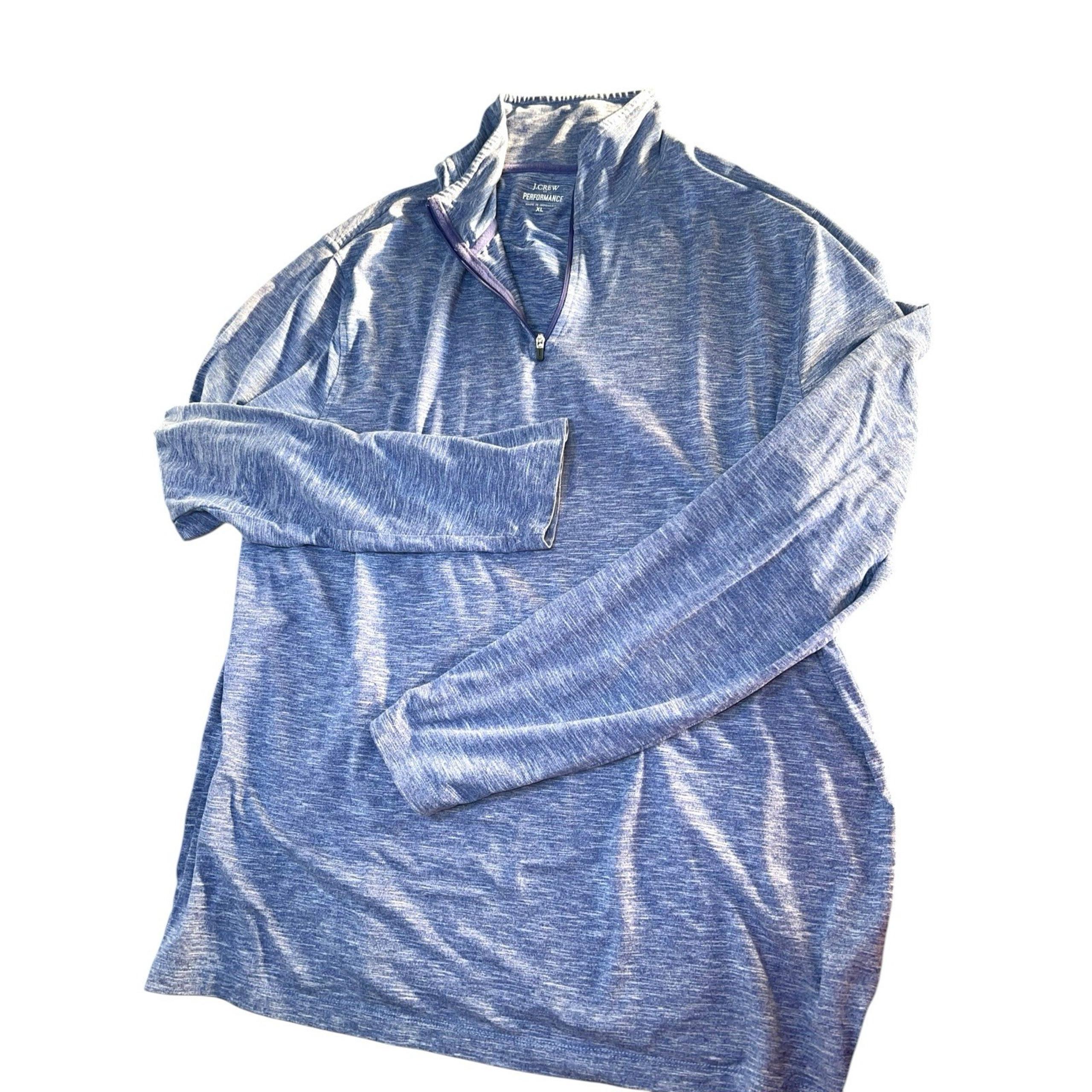 J Crew Performance Quarter Zip Men's XL Blue Stretch UPF 50+ Coolmax Wicking