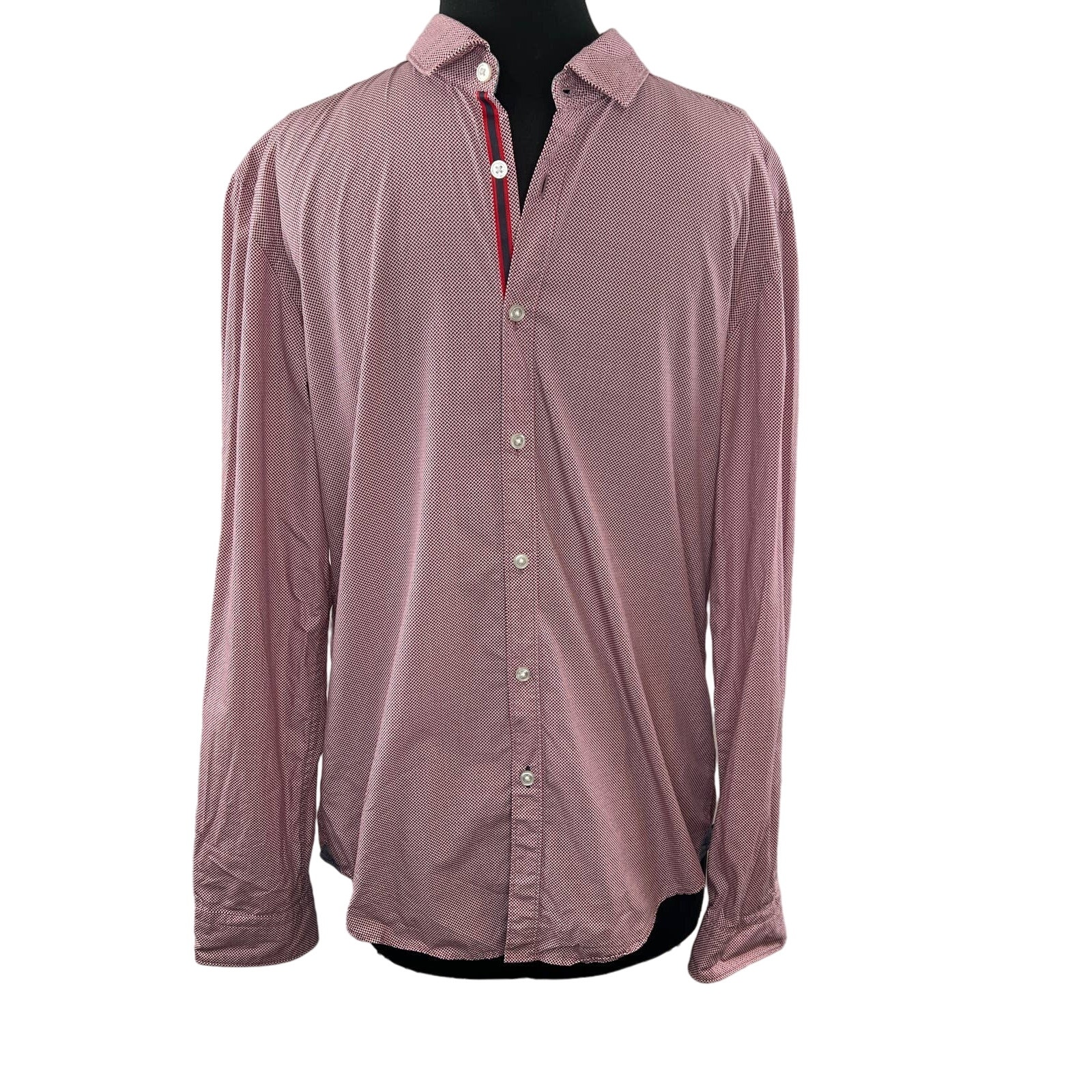 HUGO BOSS Rikki Slim Fit Stretch Red Long Sleeve Button-Down Dress Shirt L