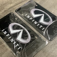 Infiniti black Brand New Front Vanity Metal Plate Frame Holder (2 Pack)