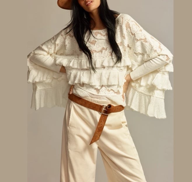 NWT Anthropologie Oversized Ruffle Sweater