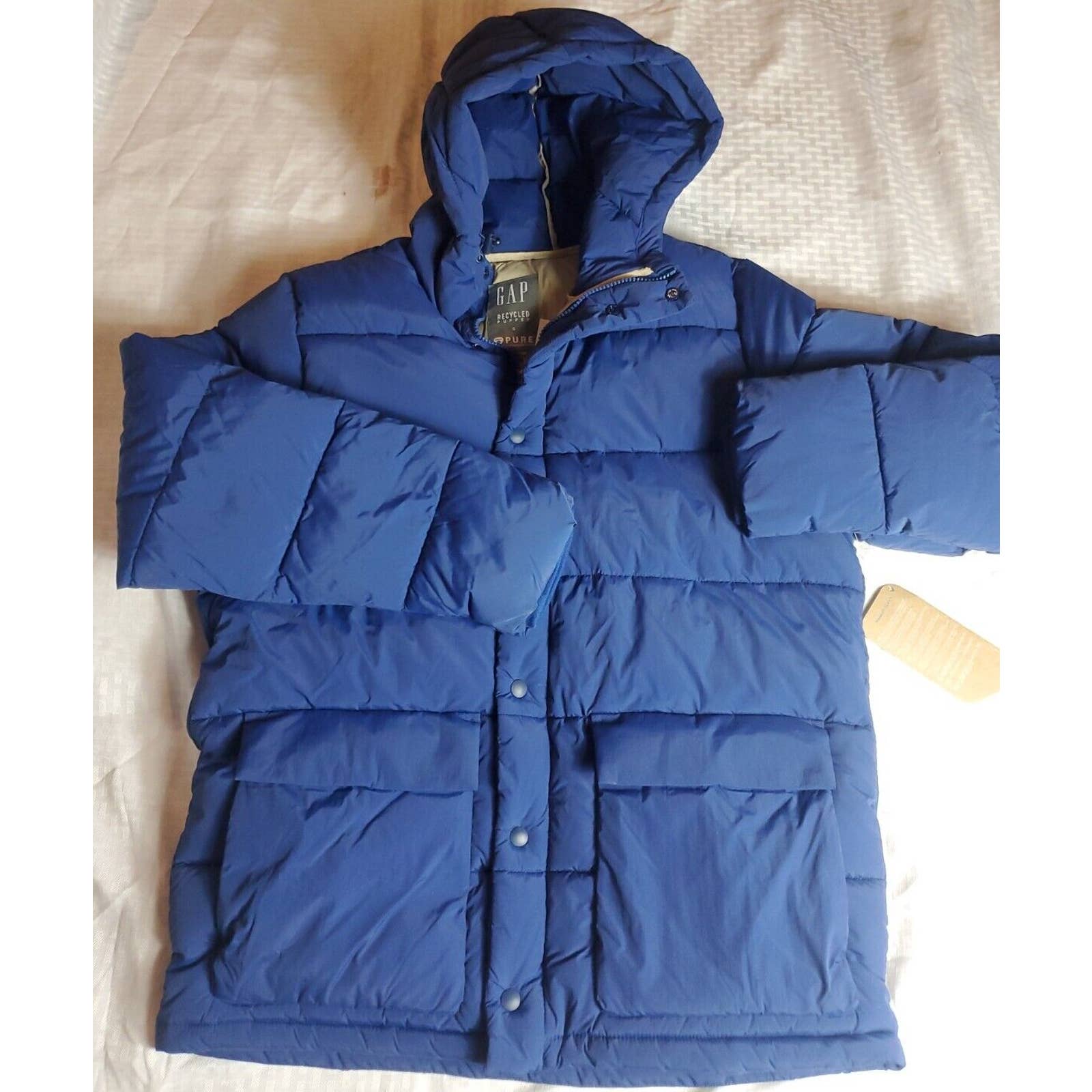 GAP US WOMEN small Navy Blue Lightweight Recycled primaloft Puffer Jacket
