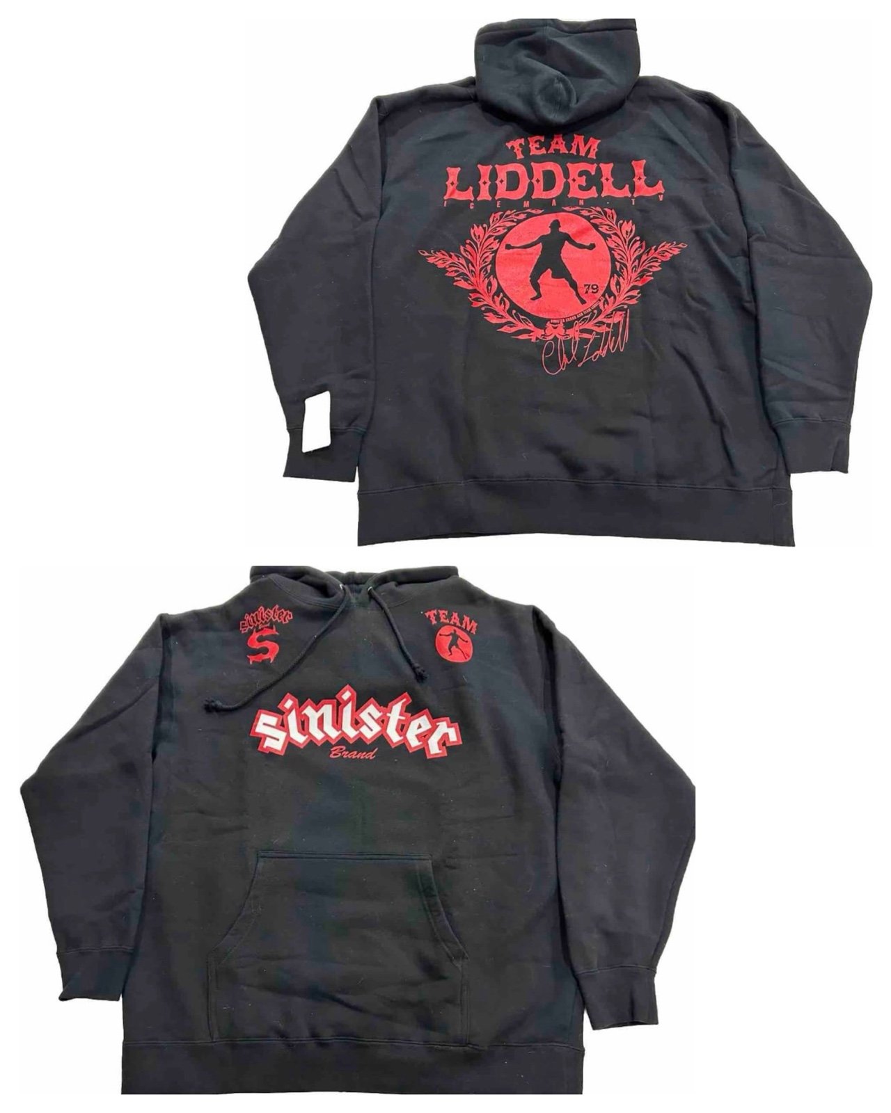 Vintage Sinister Chuck Liddell The Ice Man Hoodie Pullover Sweatshirt Mens XL