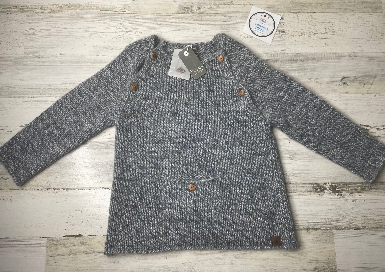 NWT Tocoto Vintage Knitted Baby Jersey Sweater Super Soft 6y Blue. MSRP: 94