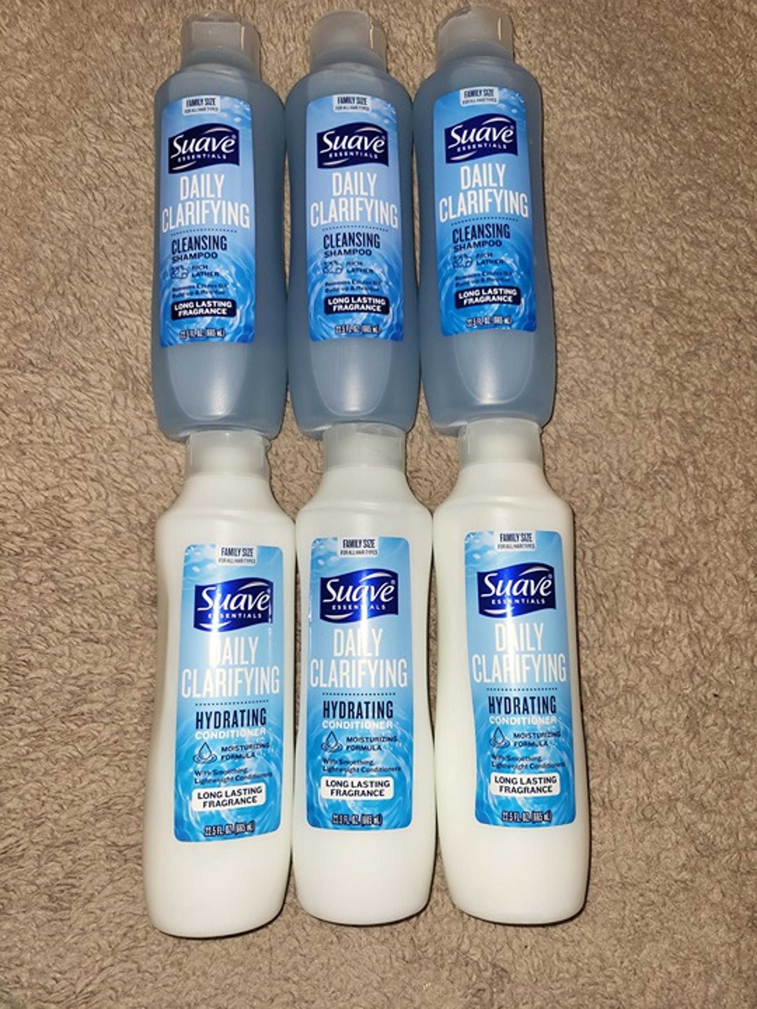 Suave Daily Clarifying Shampoo & Conditioner 22.5fl oz (6) Total New Unopened