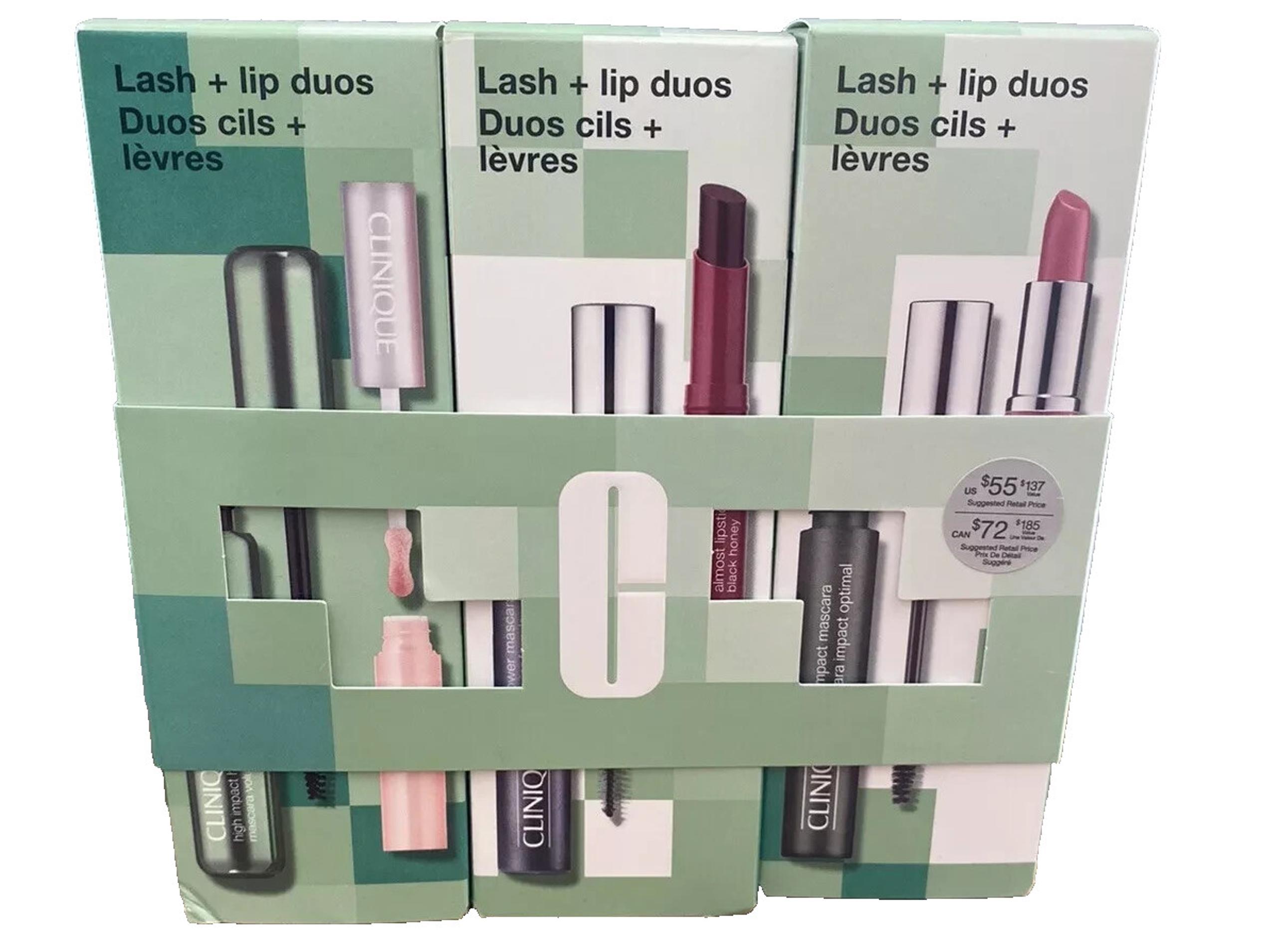 CLINIQUE LASH + LIP DUOS Makeup Set Includes 3 Mascaras + 3 Lipsticks