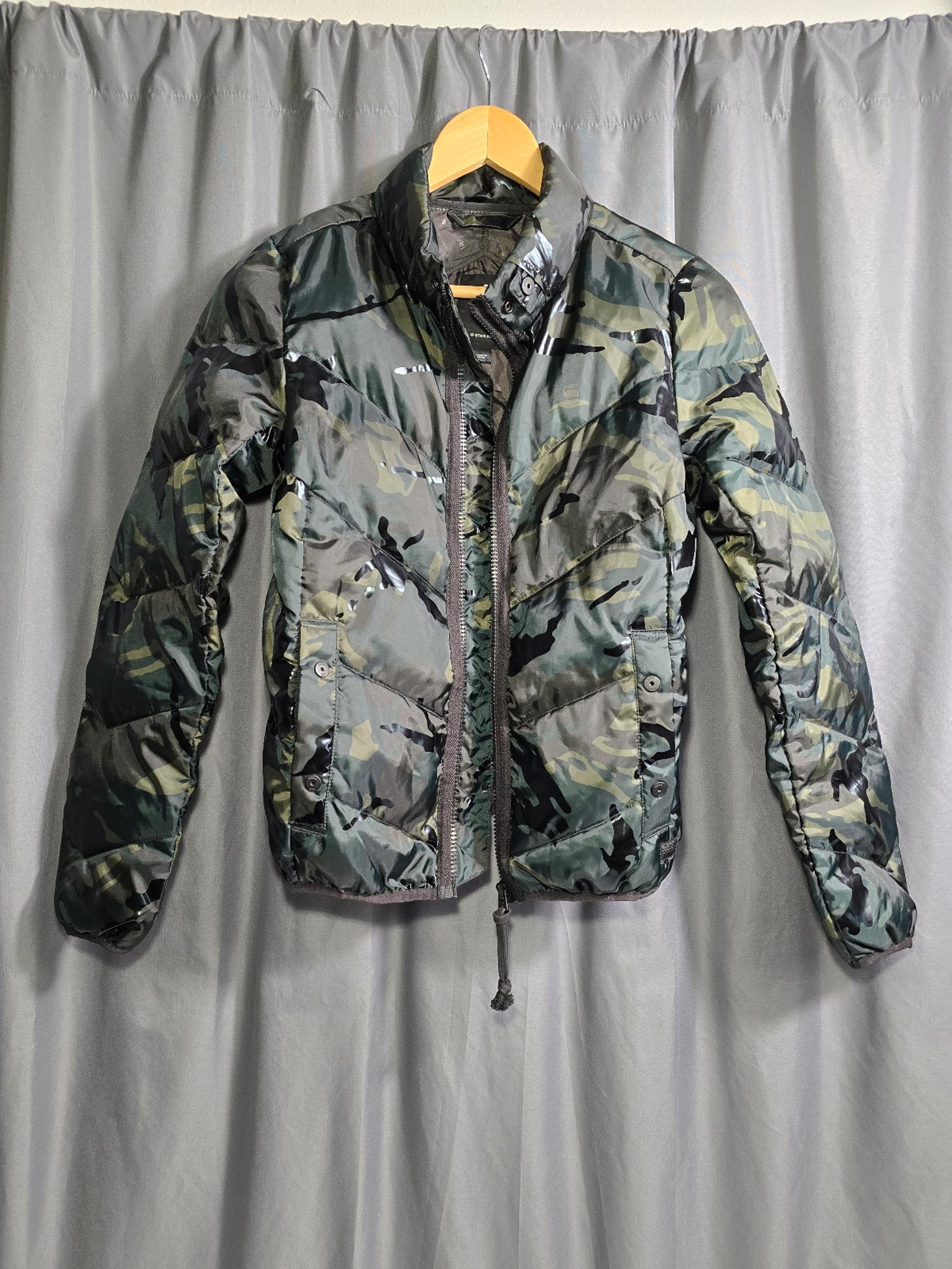 G Star Raw Padded Green Camo Bomber Puffer Jacket Small Women's