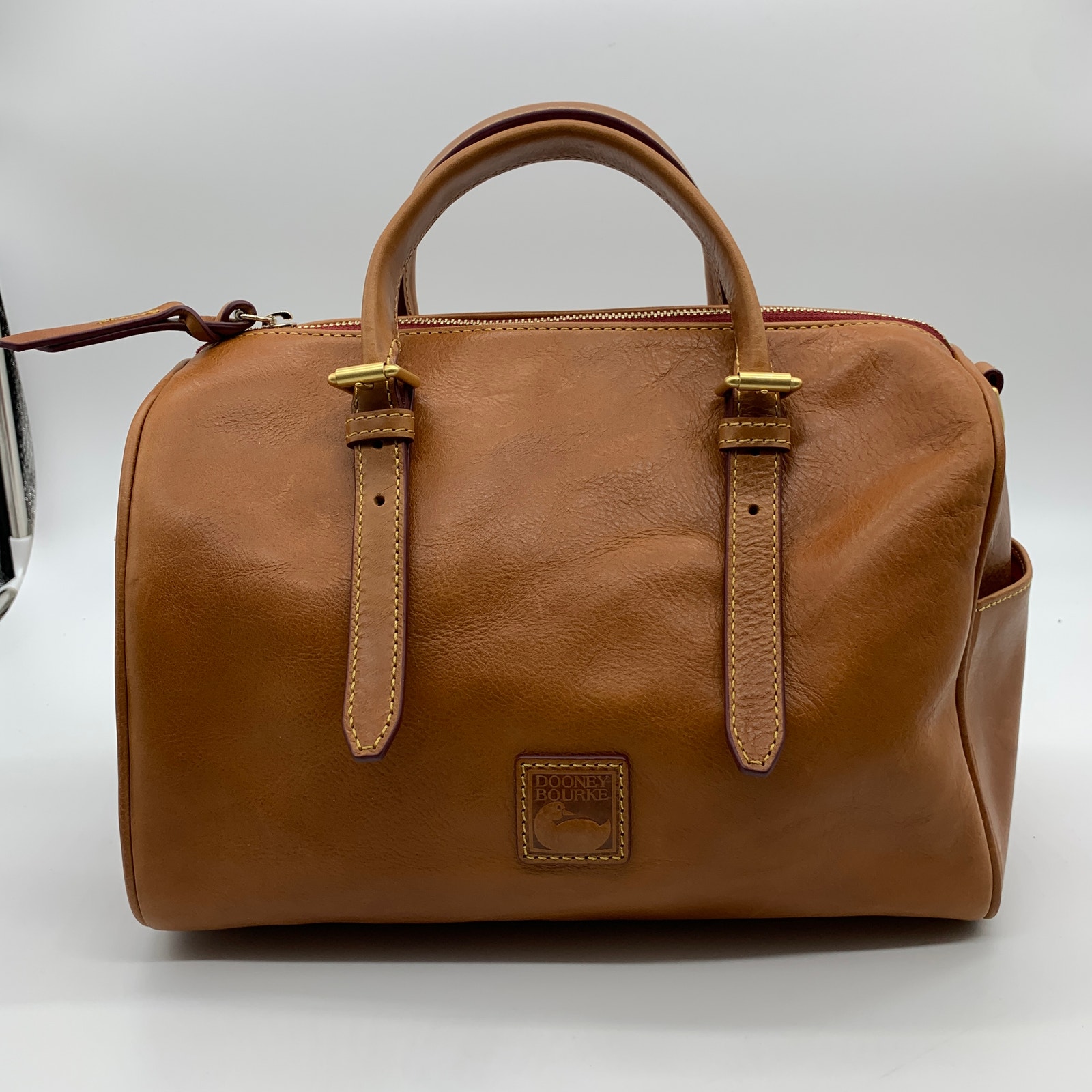 Dooney & Bourke Florentine Leather Olivia Satchel Purse Natural Handbags