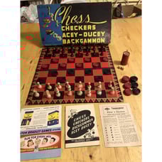 Vintage 1944 Games Chess Checkers Acey Ducey Backgammon M Bradley USA Game