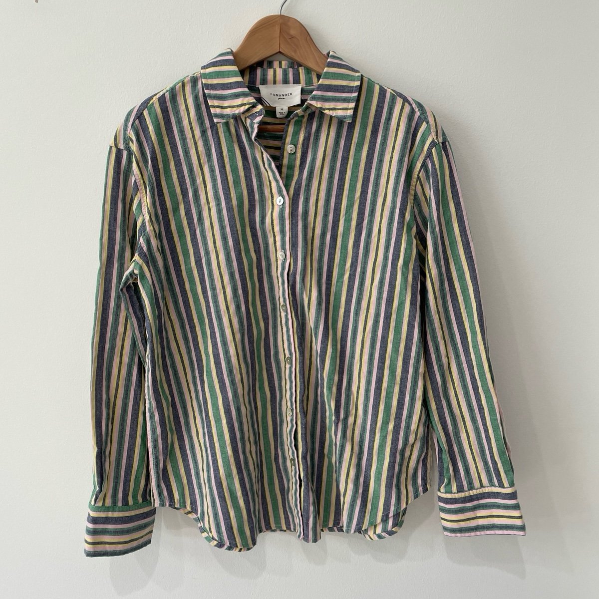 POMANDER PLACE TUCKERNUCK Zephyr Stripe Keegan Cotton Button Down Shirt Size M