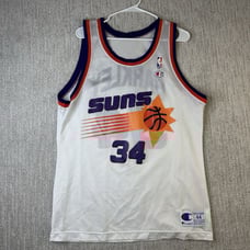 Vintage 90s Champion Phoenix Suns Charles Barkley Jersey Size 44 L White NBA
