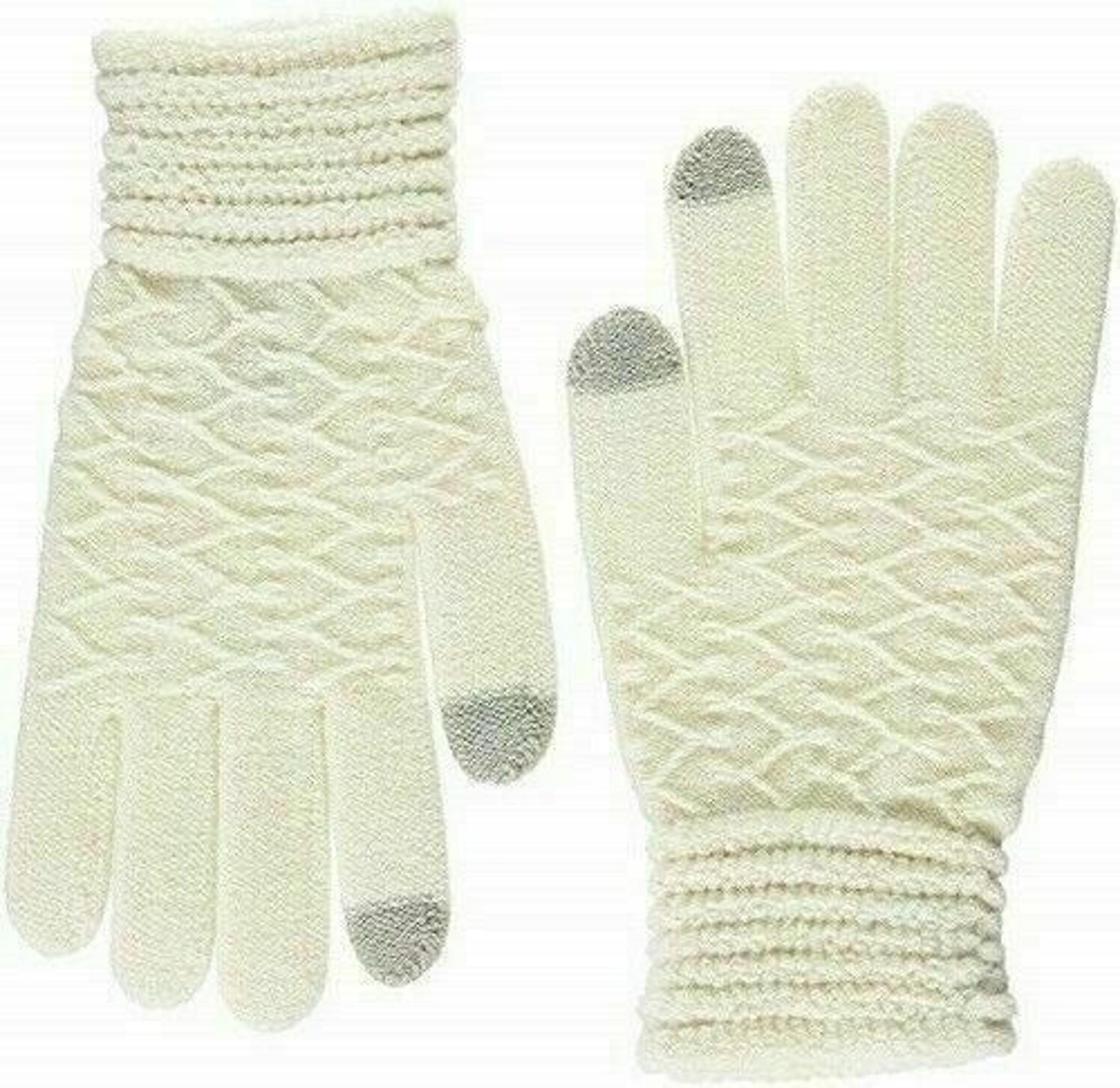 Steve Madden Lurex Zig Zag Itouch Gloves OS -Ivory-