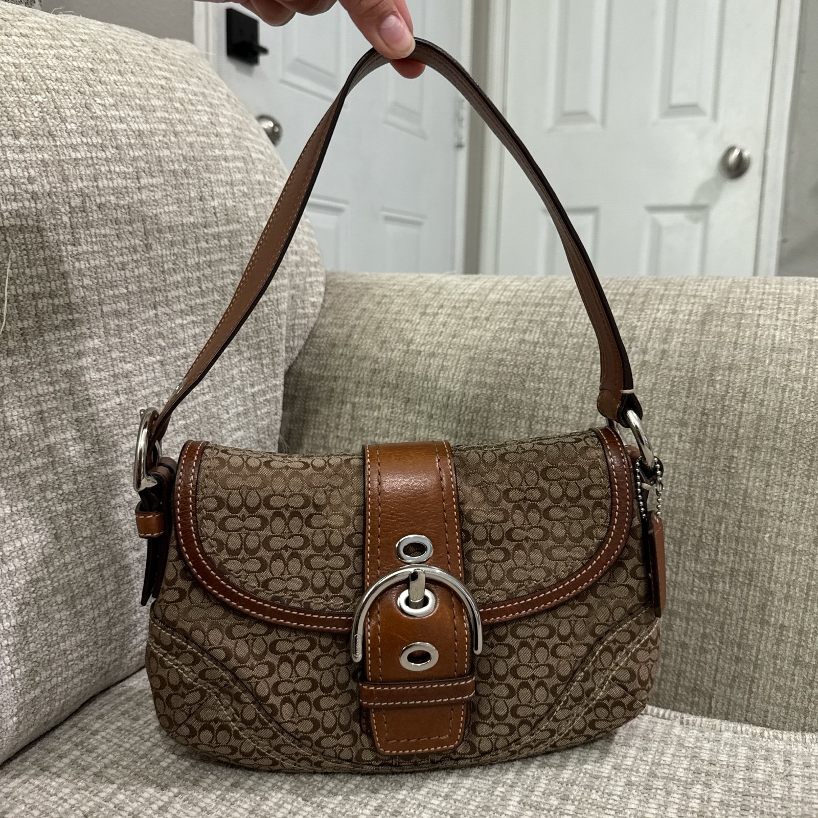 Vintage Coach Brown Soho Flap Jacquard