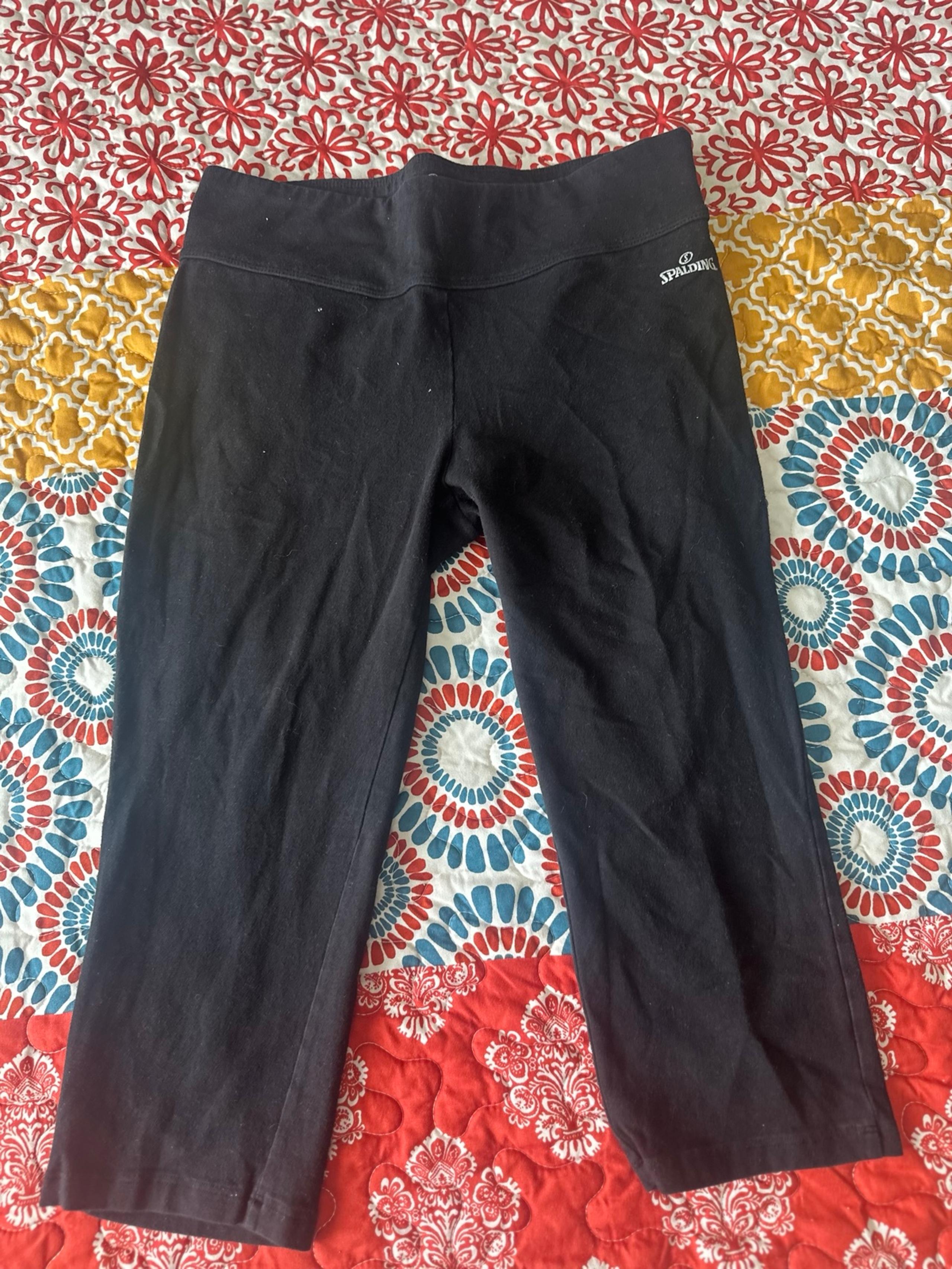 WOMEN CAPRI CASUAL LOUNGE BLACK LEGGING PANT MEDIUM M - Spalding