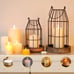 New Set of 2 Rustic Wire Metal Cloche, Vintage Candle Lanterns - Black, Brown