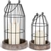 New Set of 2 Rustic Wire Metal Cloche, Vintage Candle Lanterns - Black, Brown