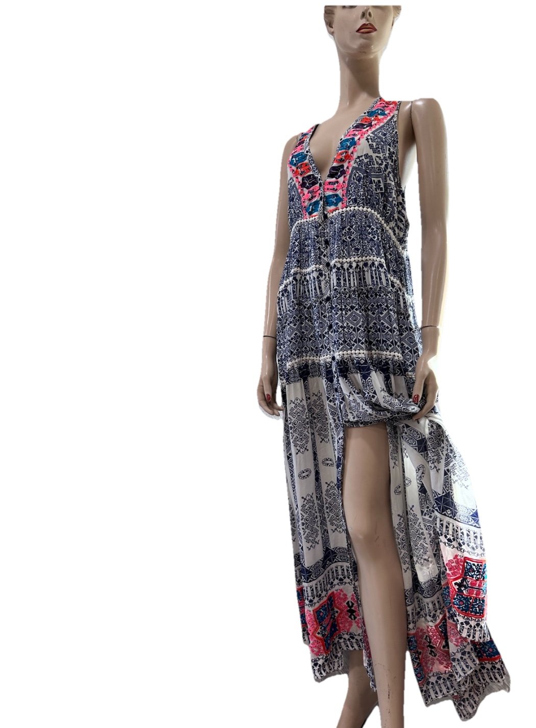 rococo sand maxi dress Bohemian Blue and Red Maxi Dress