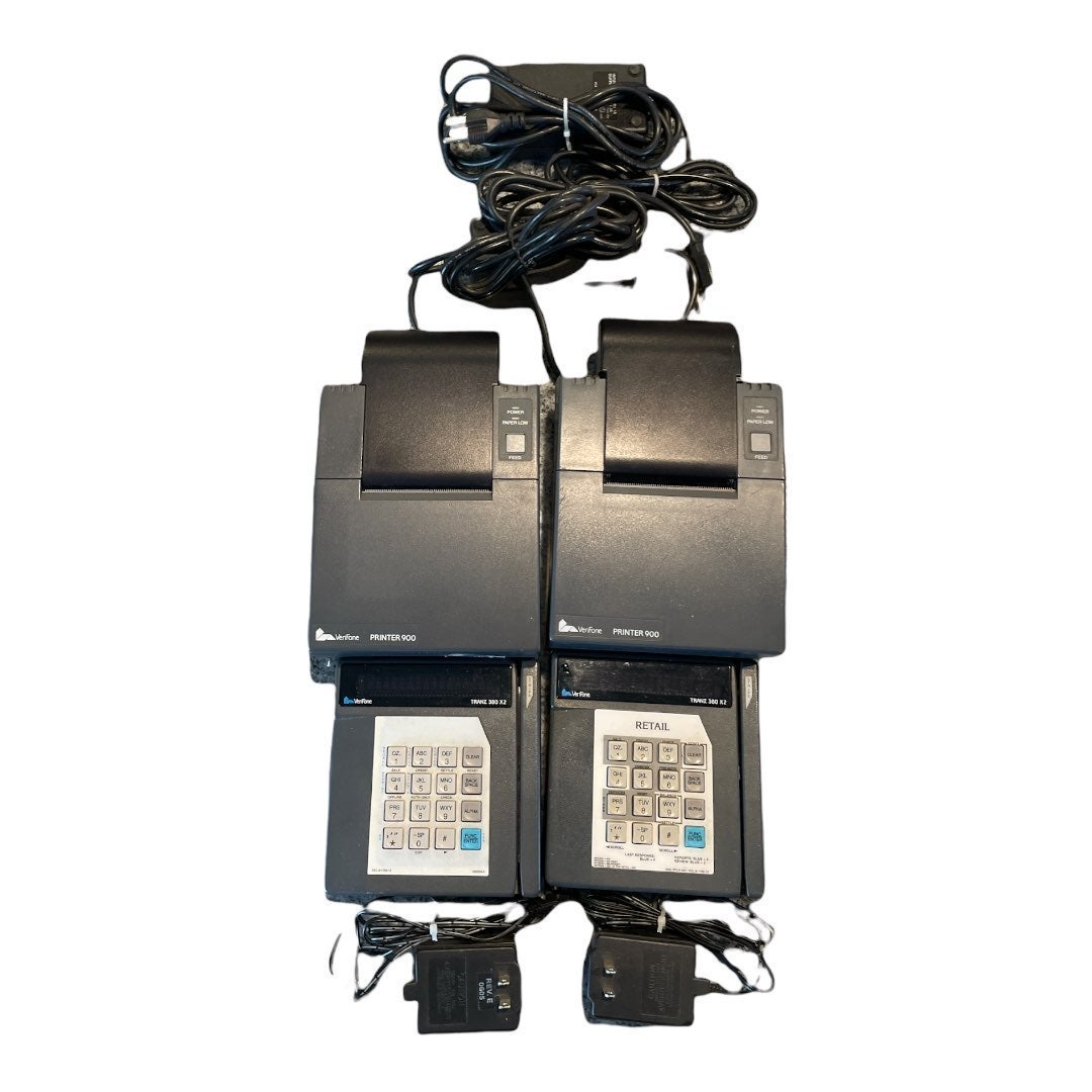 Set of Two Verifone 900 Printers and Two Verifone Tranz 380 X2 Entry Pads