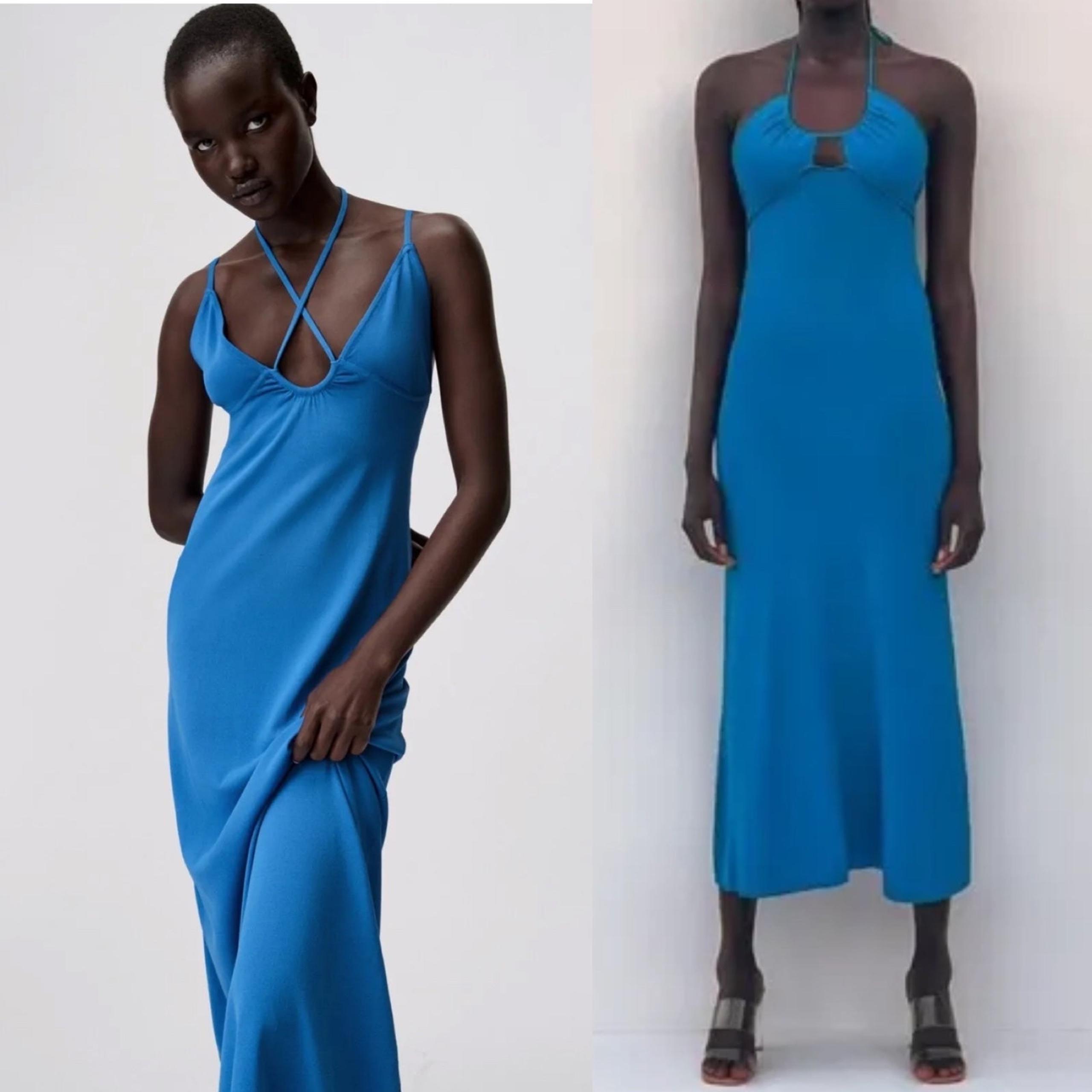 ZARA BLUE MAXI DRESS WITH STRAPS