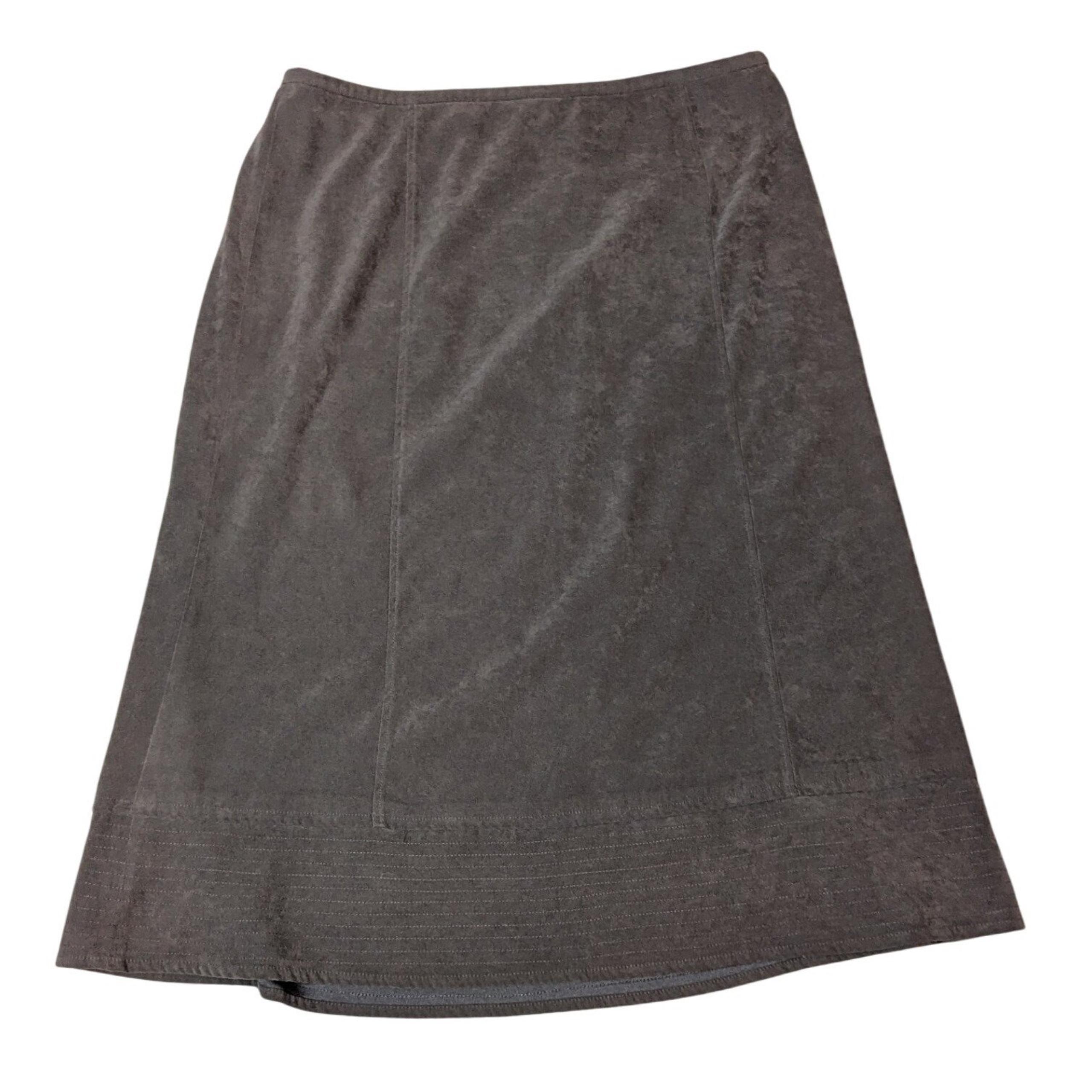 Requirements Brown Suede Boho A-Line Skirt Midi Elastic Waist Casual Women's XL