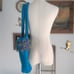 Handcrafted Teal Felted Wool Tote with Colorful Fiber Art Trim