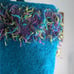 Handcrafted Teal Felted Wool Tote with Colorful Fiber Art Trim