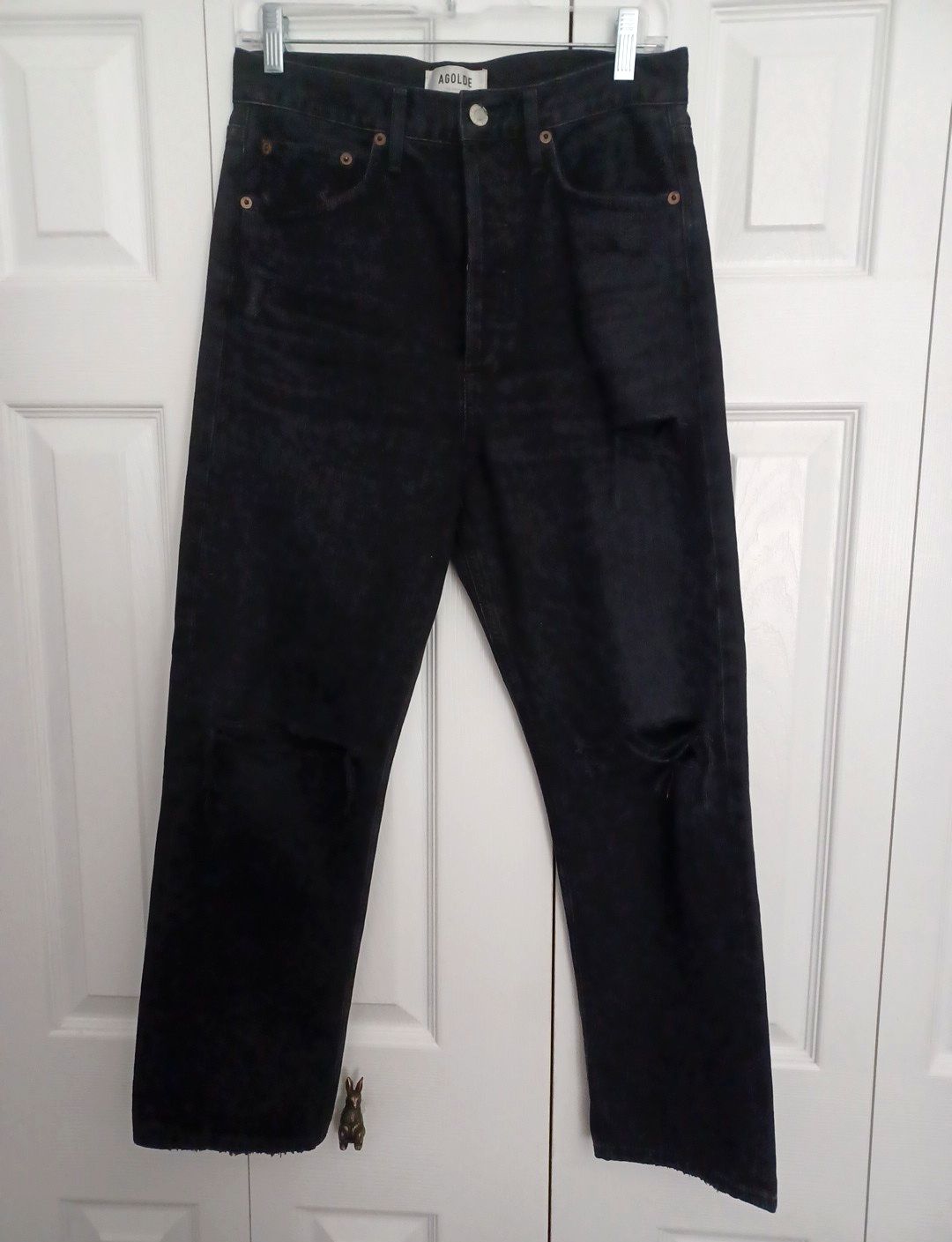 Agolde 90s Crop High Rise Jeans Size 25 (26.5x27) Shutter Black Button Fly