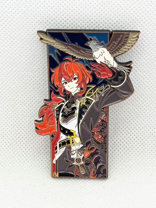 Genshin Impact Diluc Enamel Pins Copper Plate Soft Enamel Pin