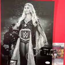 WWE NXT Charlotte Flair Signed B&W 11x14 Photo A Autograph Wrestlemania JSA COA