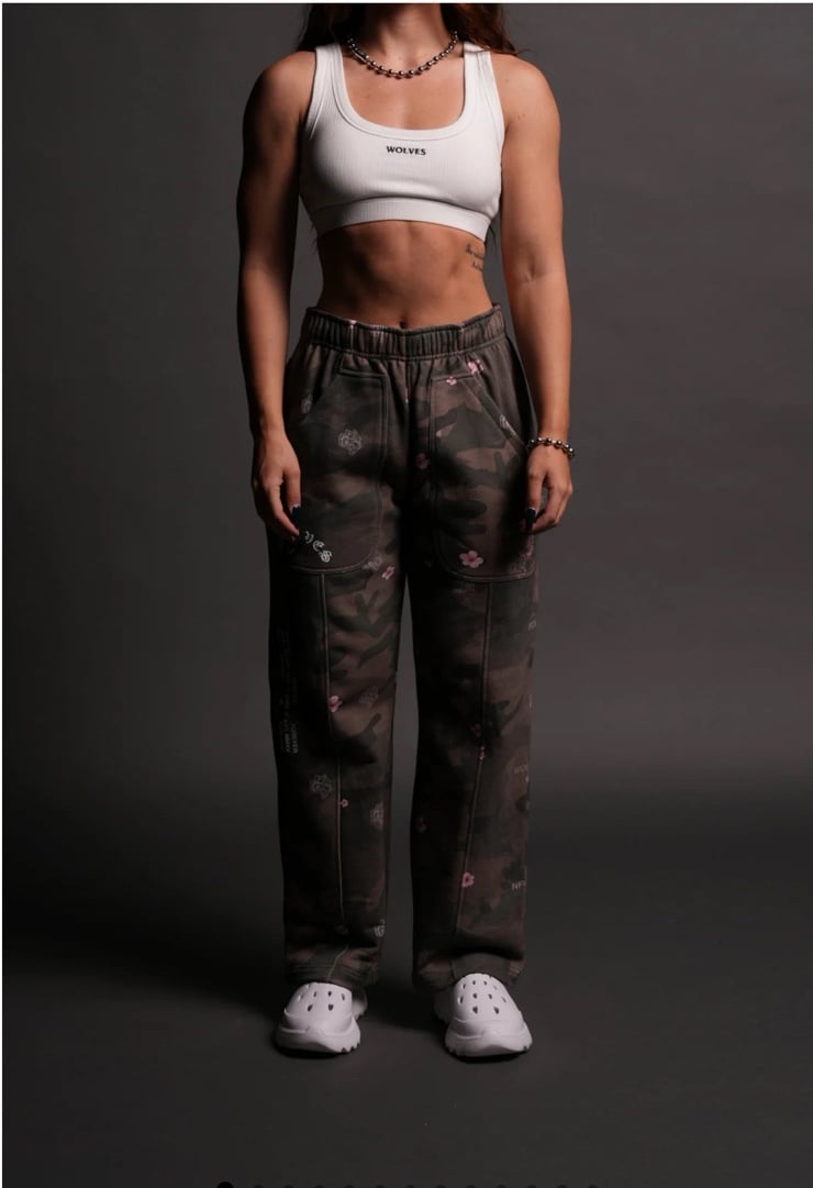 WOLVES CLUB FOREVER SHE WRATH SWEATS IN VINTAGE BLOSSOM WOODLAND CAMO