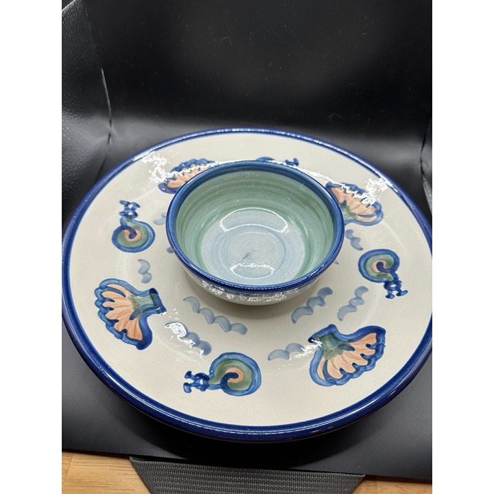 Vintage Louisville Stoneware Pottery Ocean Shells Chip Dip Platter