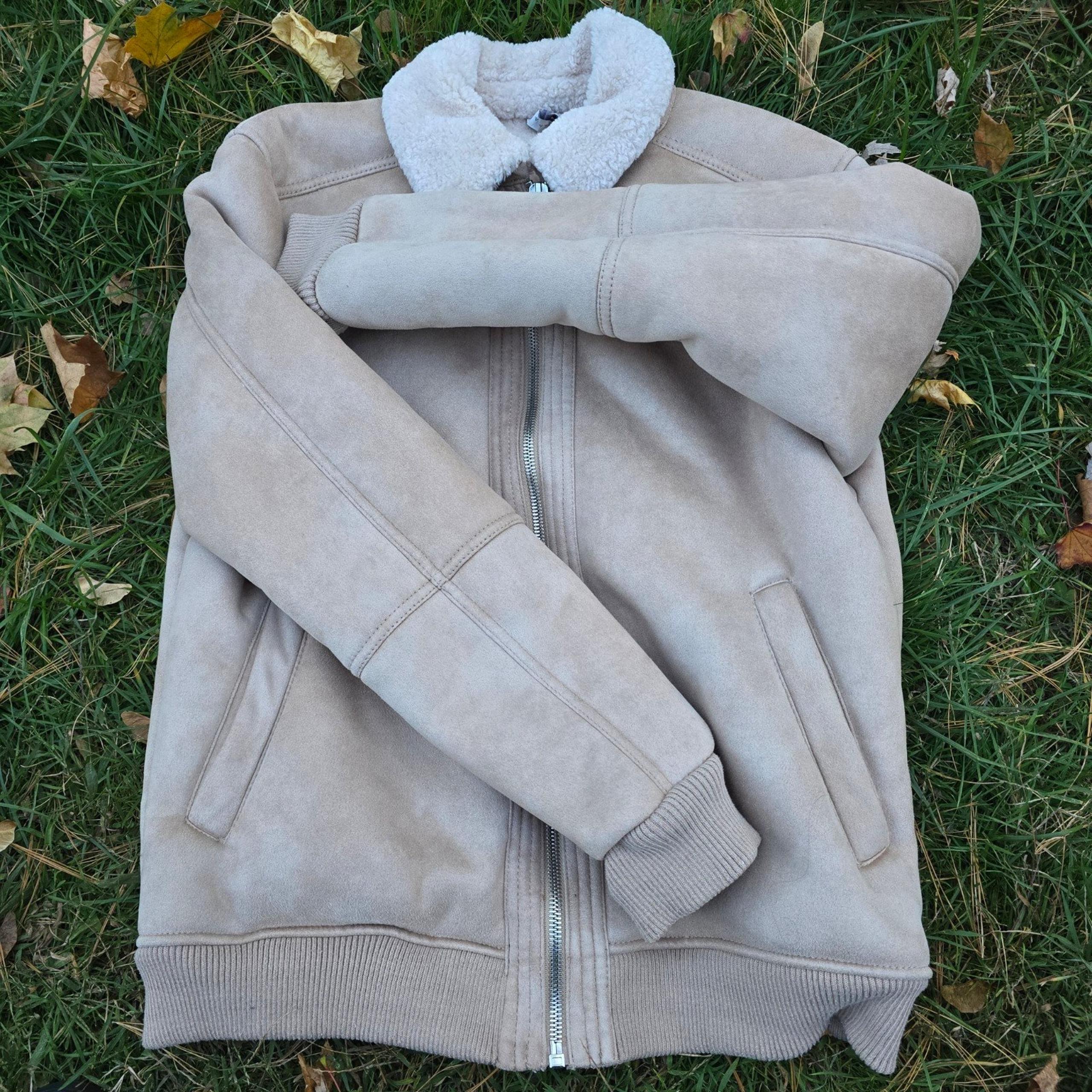 Zara men jacket coat bomber fluffy soft warm US XL