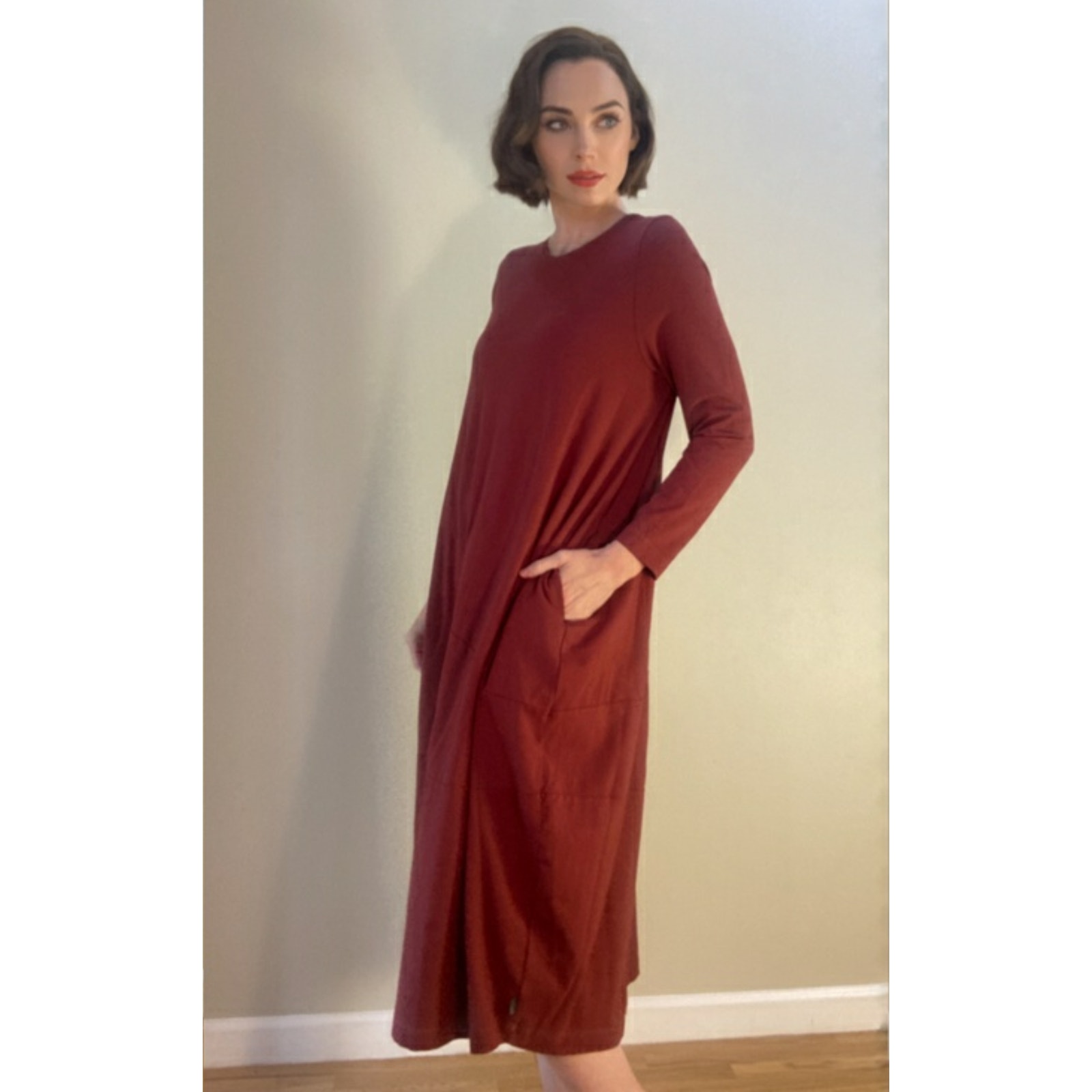 Oska Lagenlook Rust Maxi Dress Minimalist Perfection ~ Sz 2 M/ L