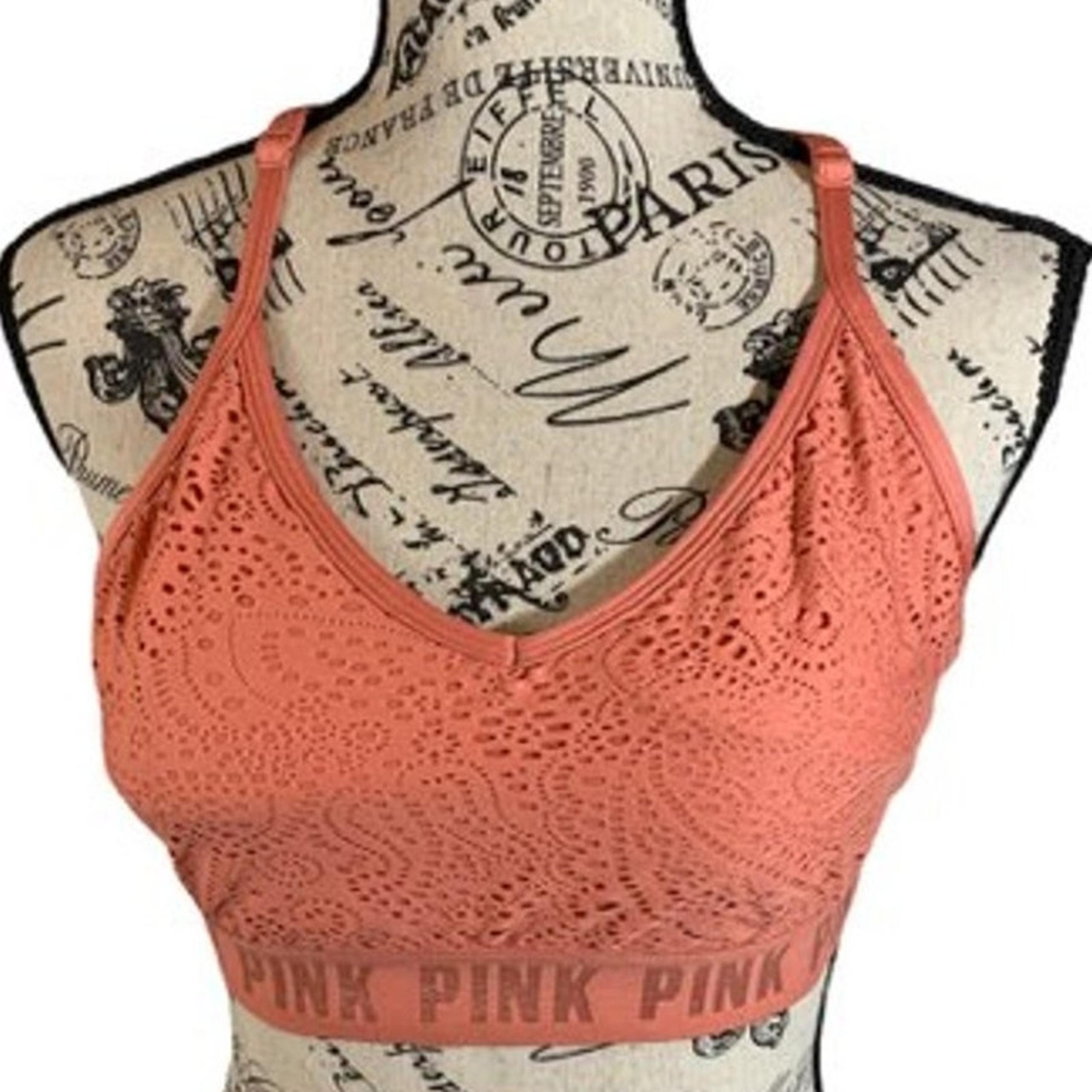 VS Pink Sport Bra Lightly Lined Women's Size Medium Adjustable Straps PINK