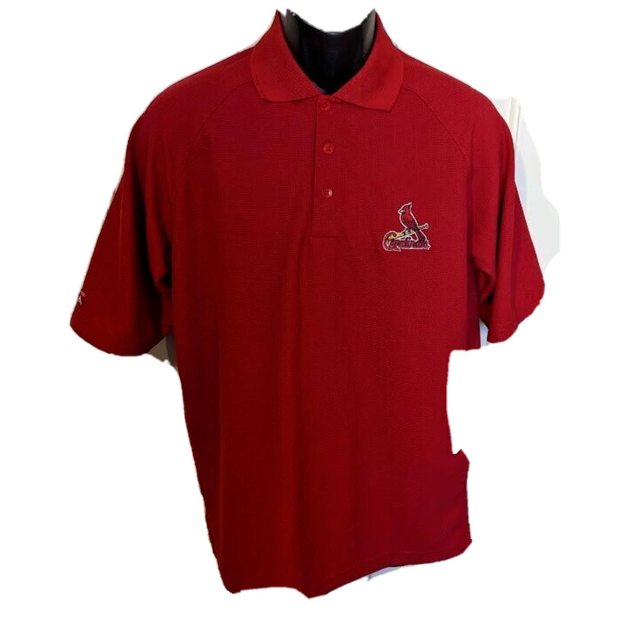 Men's Small Saint Louis Cardinals Red Dress Shirt Button Down short sl - Antigua