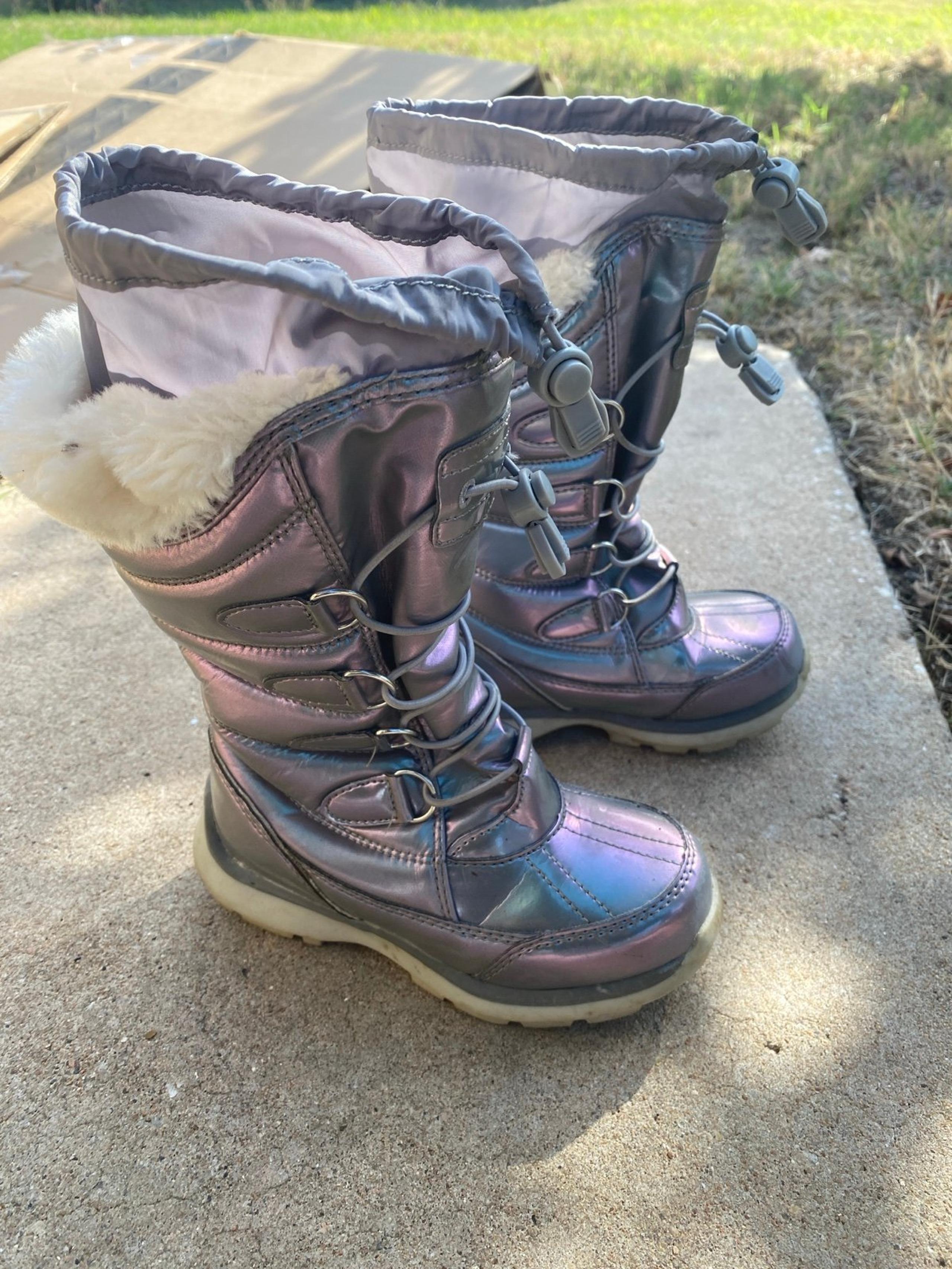 Land’s End Purple Metallic Snow Boots Girl’s US 11