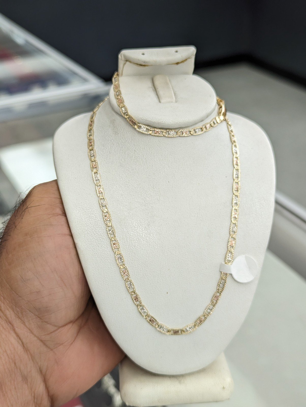14kt Real Gold Solid Tricolor Valentino Diamond Cut chain
