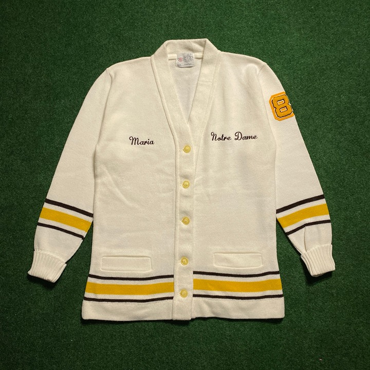 VTG Women’s 60s/70s Broadway Supply California Notre Dame Cheer Cardigan White