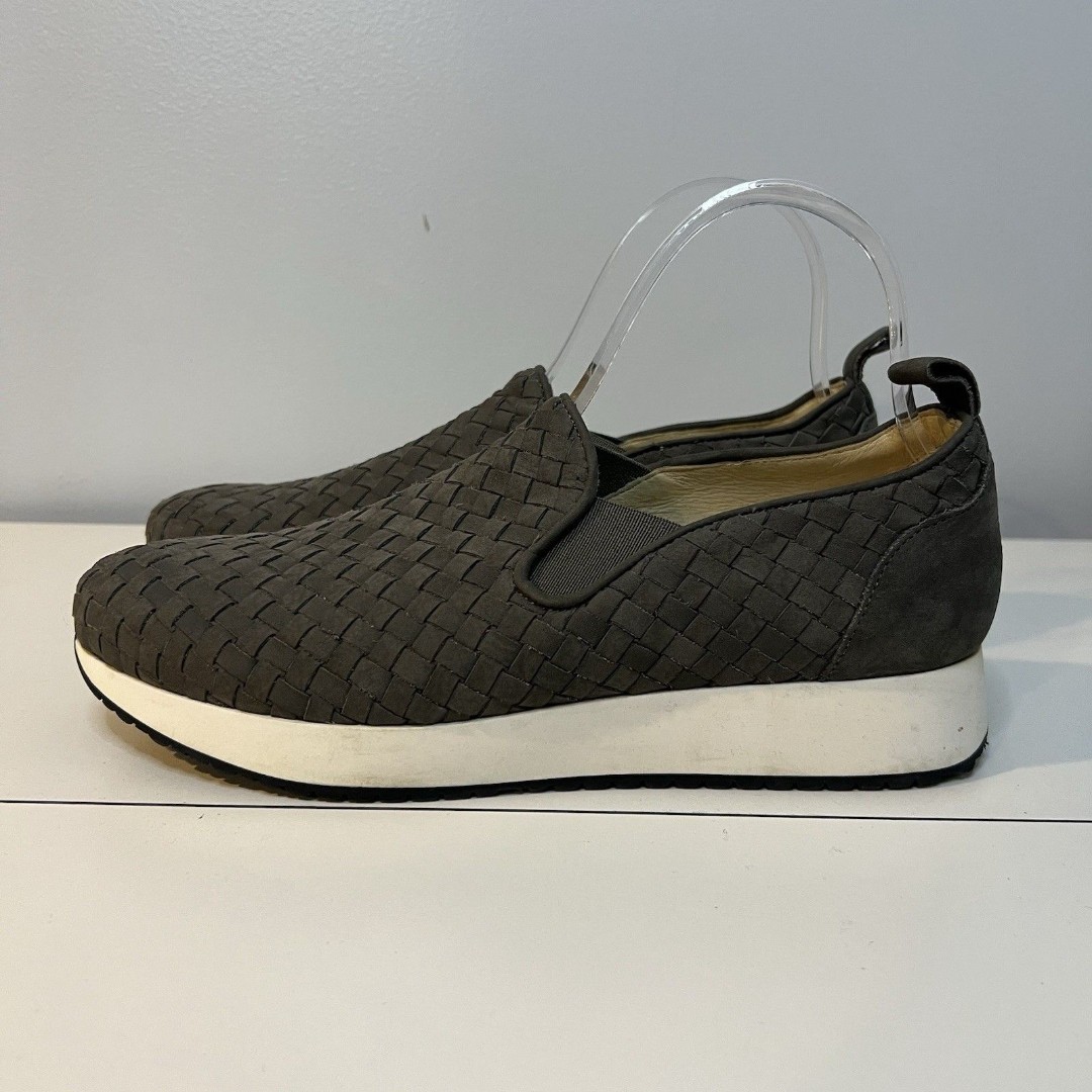 M Gemi Cerchio Shoes Women's 39.5 8.5 Gray Nubuck Suede Woven Slip On Sneakers