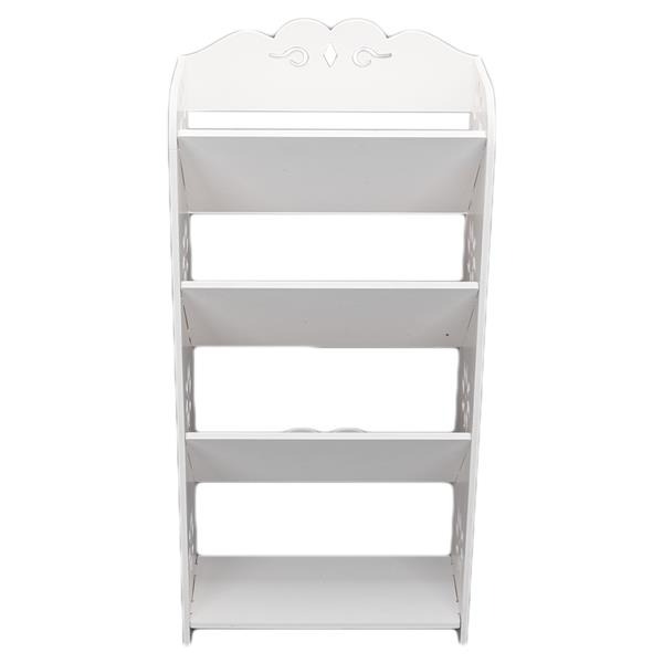 Wood-plastic Board Four Tiers Bevel Carved Shoe Rack White