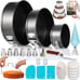 100PCs Cake Pan Sets for Baking + Cake Decorating Kit: 3 Non-Stick Pans Set