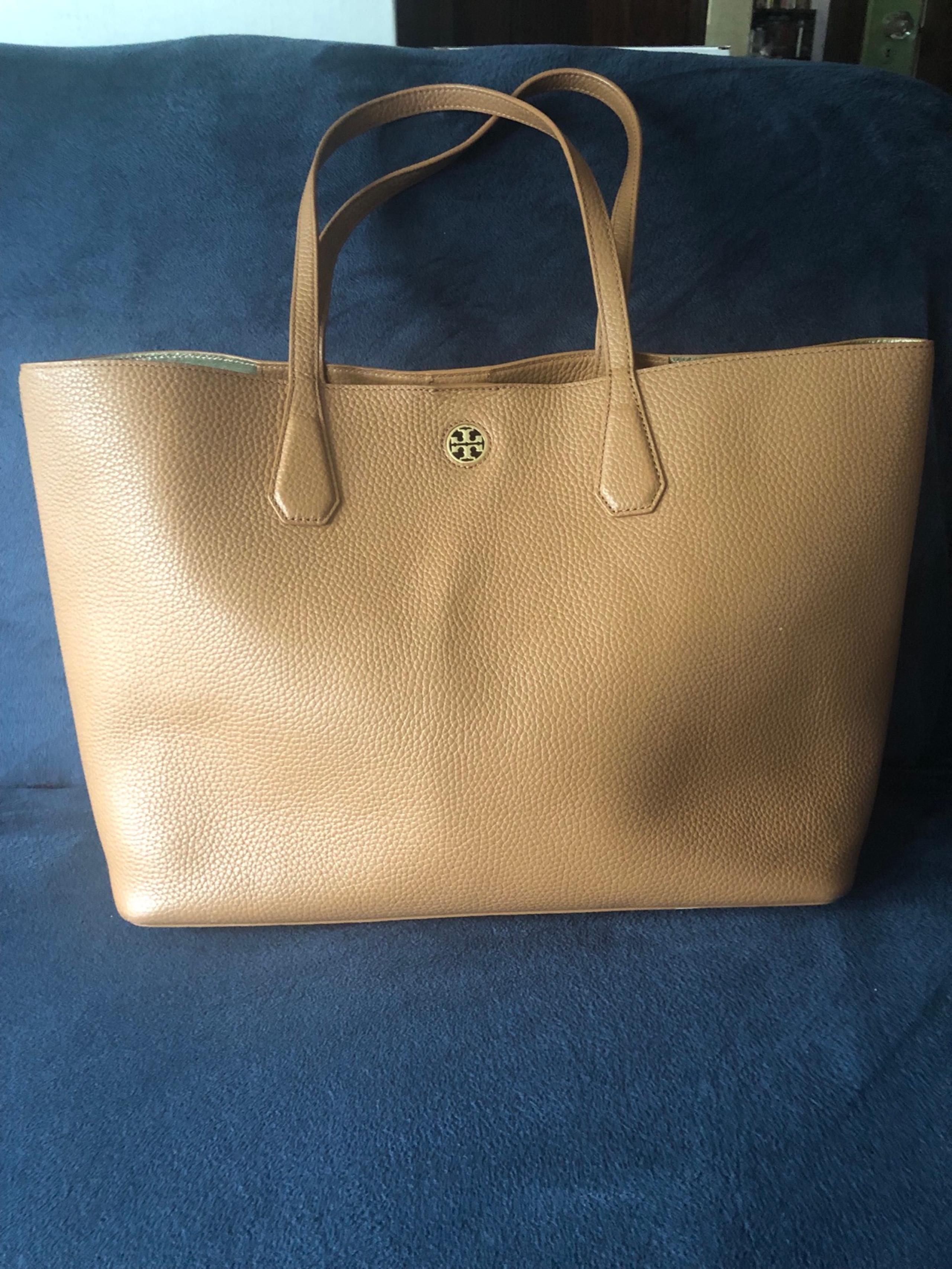 Tory Burch Bark/Light Gold Pebbled Leather Perry Tote Women's Bag