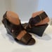 Tory Burch Croc Embossed Wide Strappy Slingback Wedges Sandals Brown Size 9M EUC