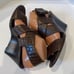 Tory Burch Croc Embossed Wide Strappy Slingback Wedges Sandals Brown Size 9M EUC