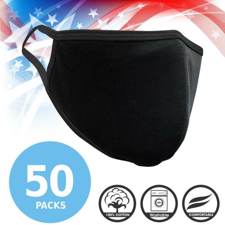 Face Mask Premium Black Fabric Reusable