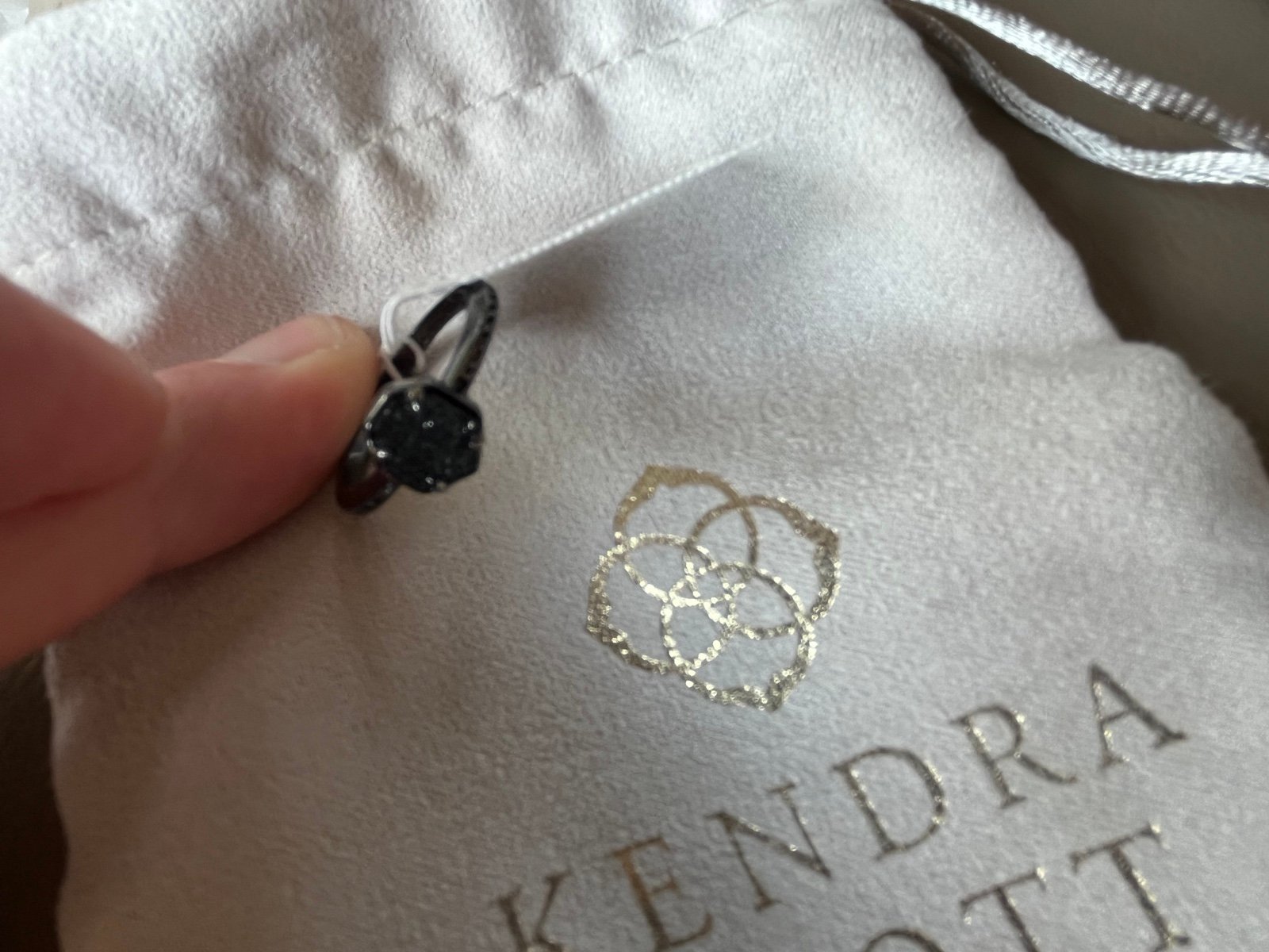 Kendra Scott Black black drusy Stone size 7 Ring