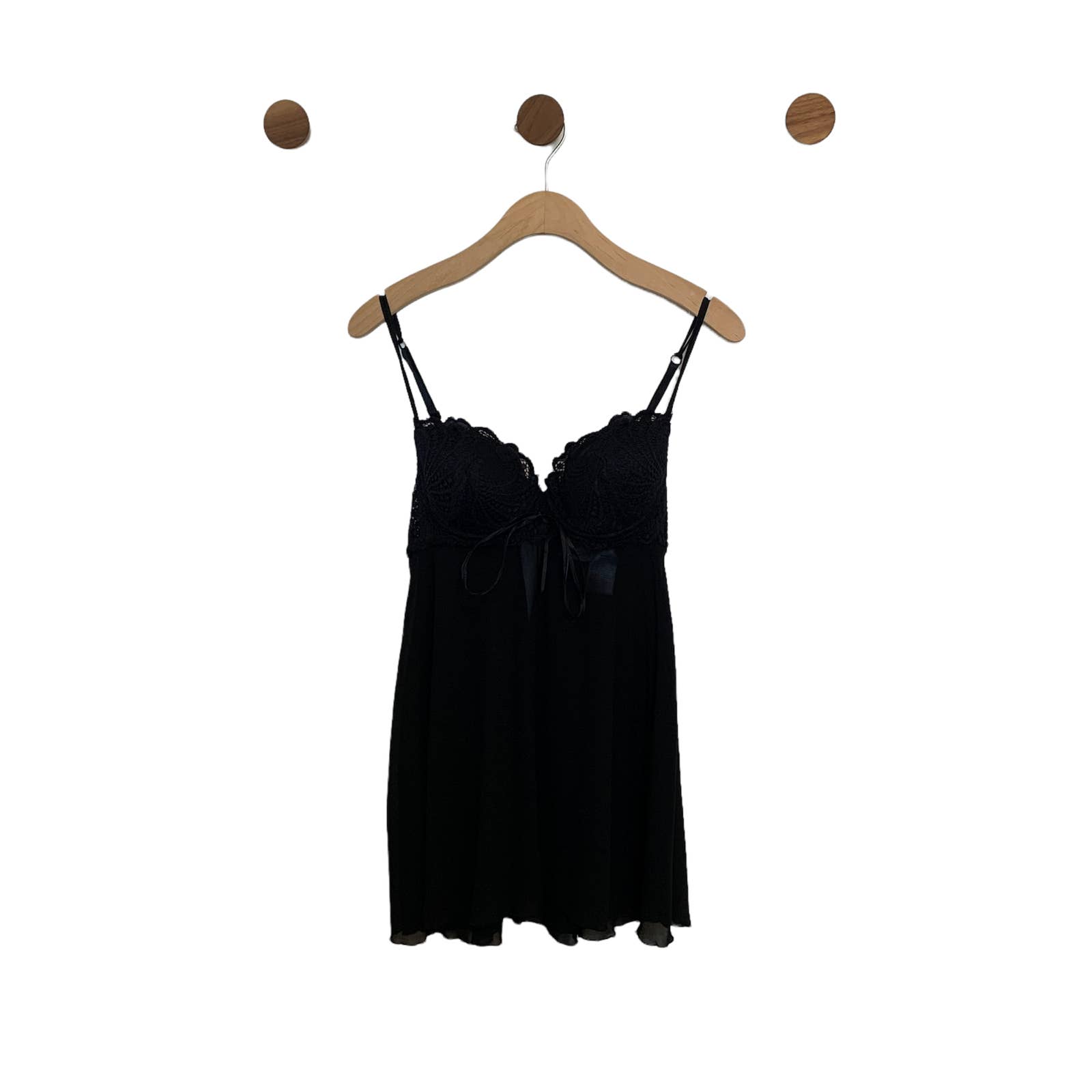 Delicates Womens Lingerie Top Size Medium Black Sleep Intimates Sexy Lace
