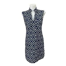 Jude Connally Women’s Kristen Dress in Garden Lattice Navy sz XS Stretchy Comfy